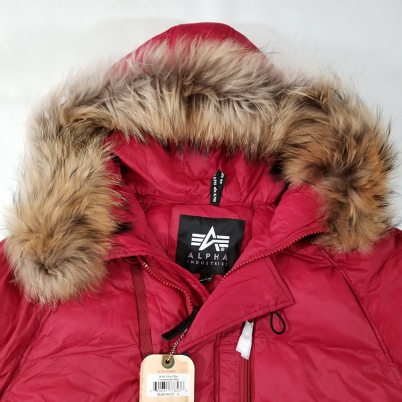 Alpha Industries N-3B Echo Elite Down Parka Red - Picture 3 of 8
